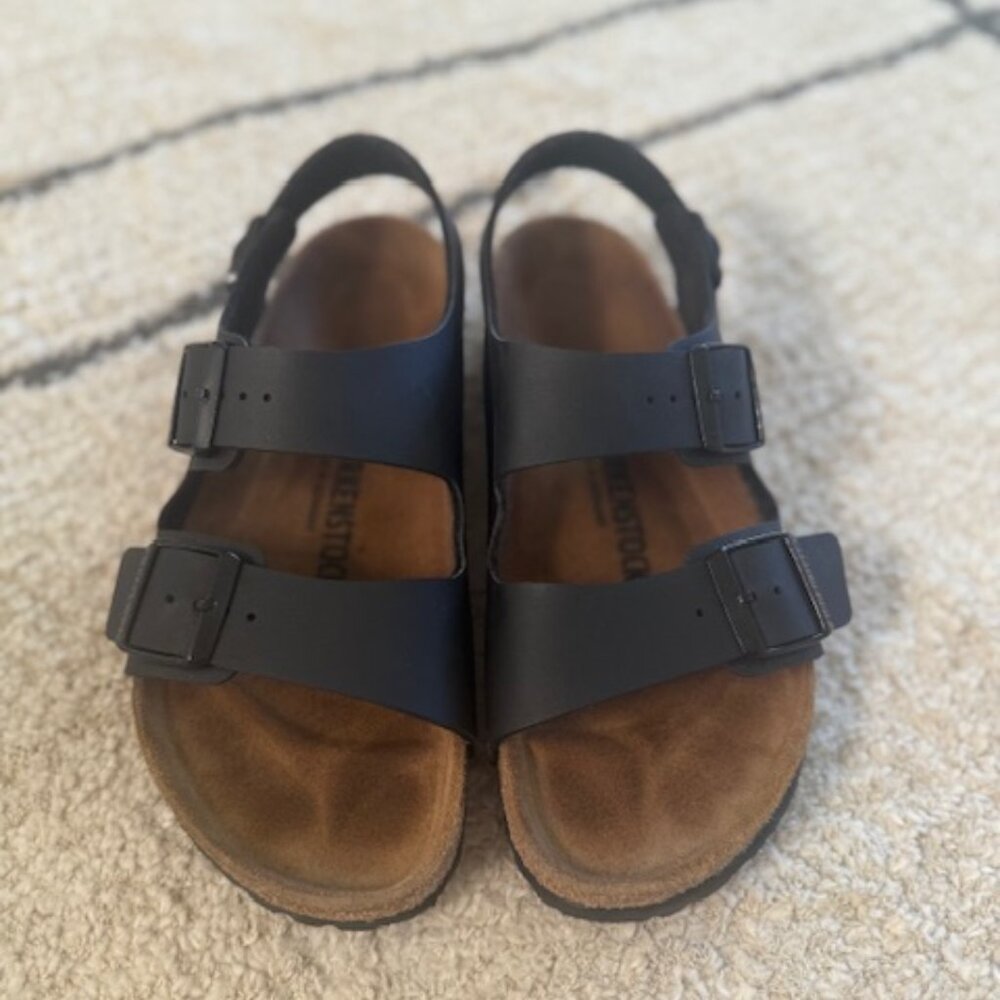 Black Birkenstock Milano Birko-Flor Sandals Women's Size 39